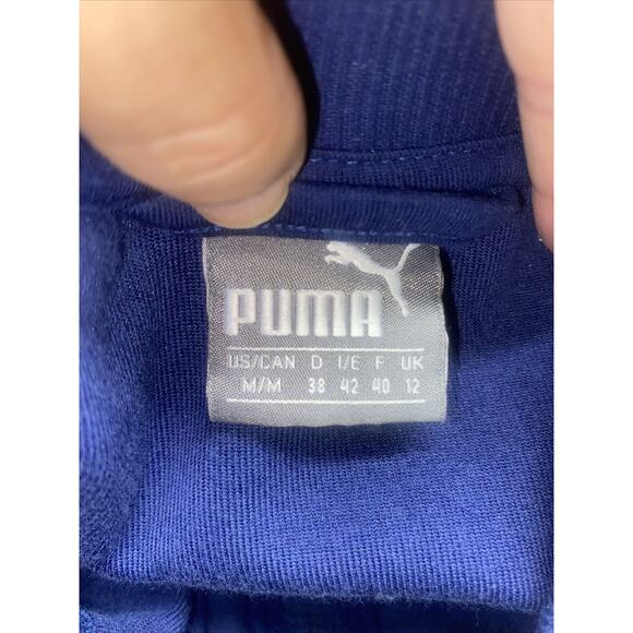 PUMA Women’s Velour Zip Up Track Top High Neck Blue Plush Tracksuit Jacket Med - Picture 8 of 9